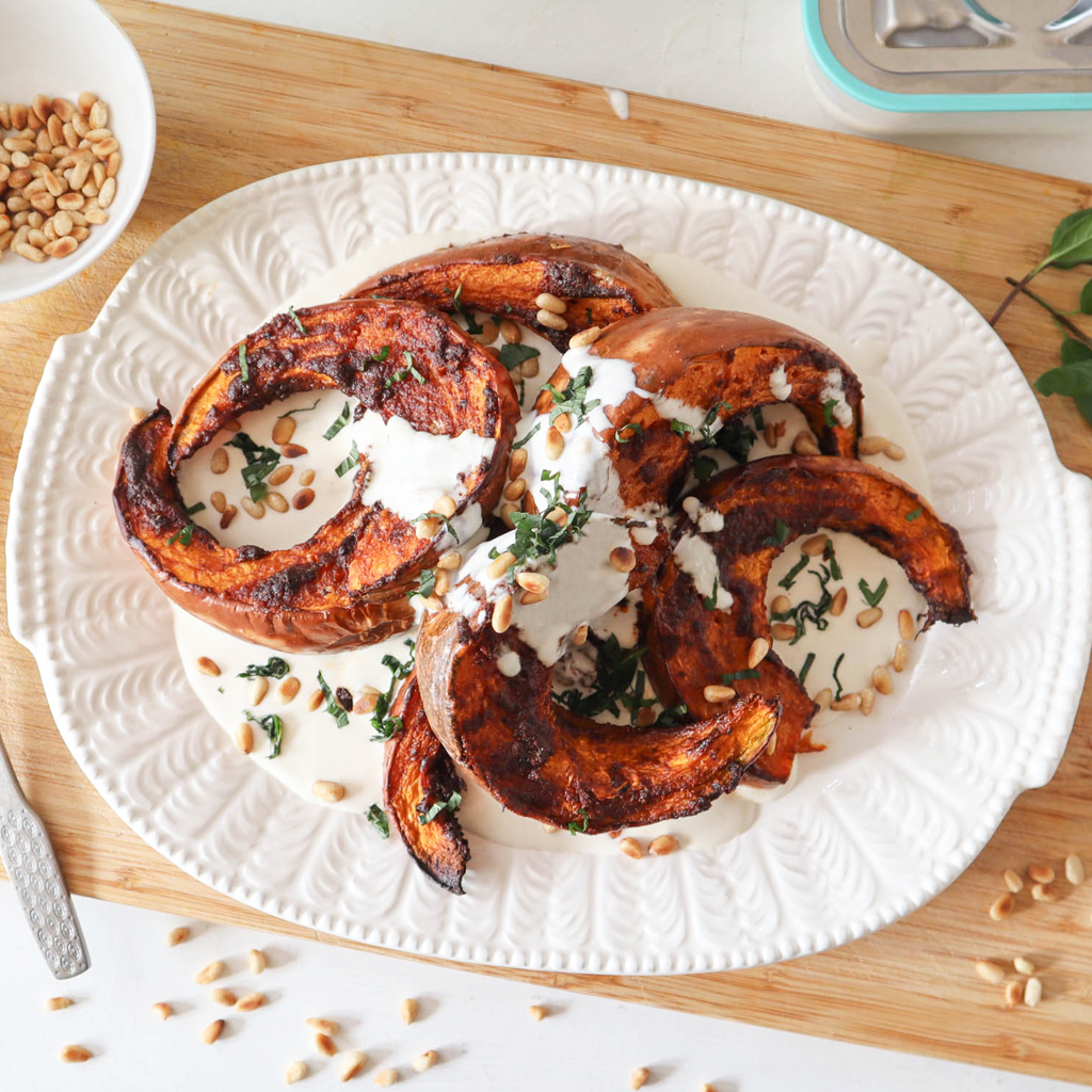 Middle Eastern roasted pumpkin with tahini yogurt