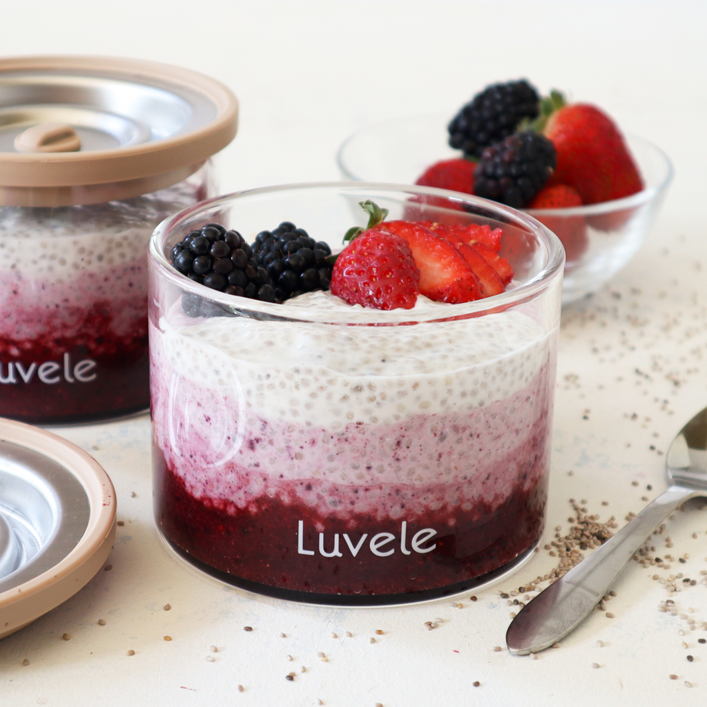 Layered yogurt berry chia pudding